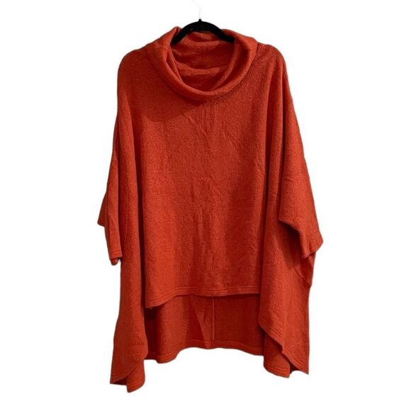 KONTRAST Wool Cowl Neck Oversized Poncho Sweater Pumpkin Rust One Size